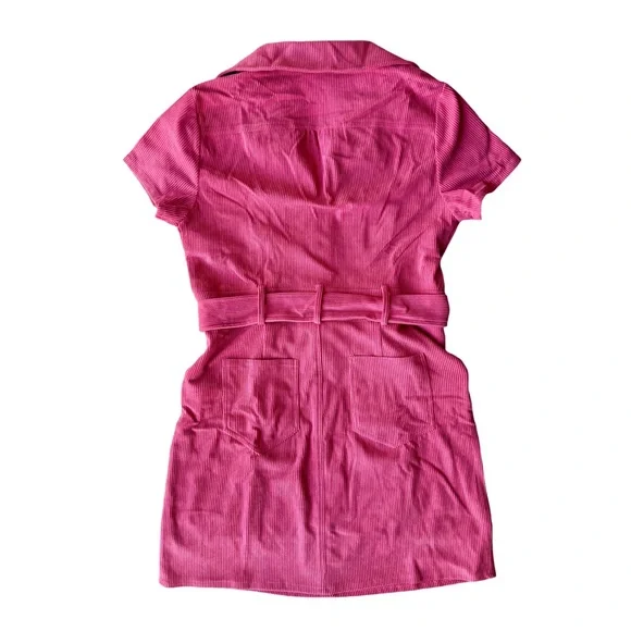 Pink Corduroy Mini Dress - Picture 7 of 12